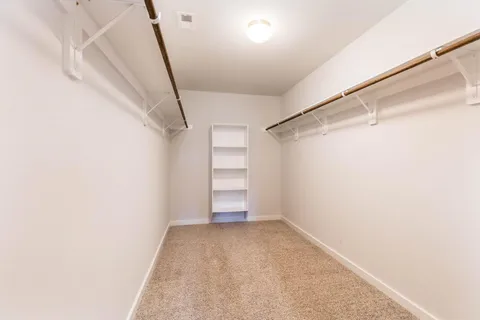 Primary closet with built-in shelving