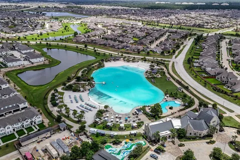 Aerial view of Balmoral's Crystal Clear Lagoon & Beach Club