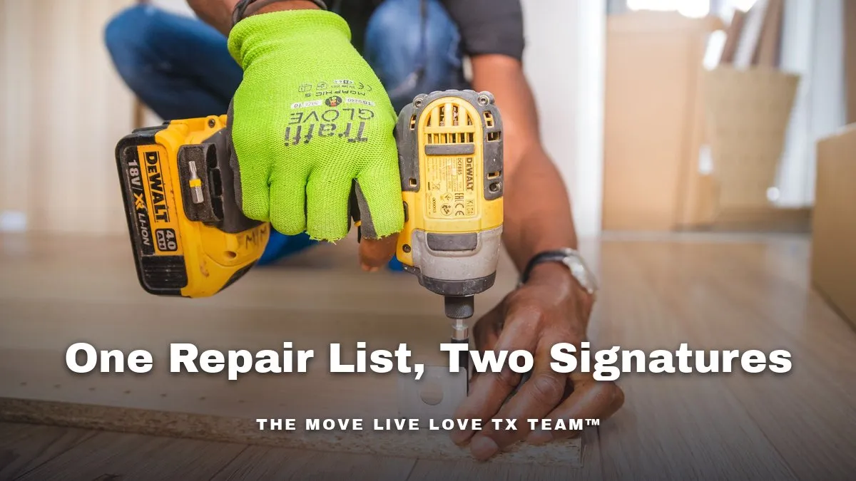 A person in work gloves using a cordless drill on a wooden floor during a home repair