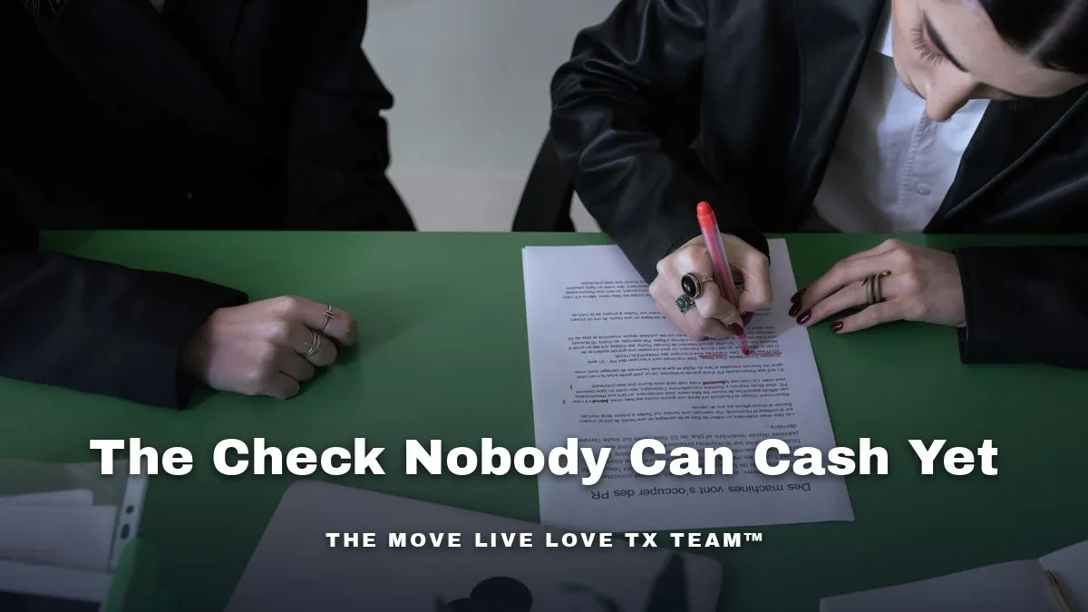 A person signing a document with a red pen at a green desk
