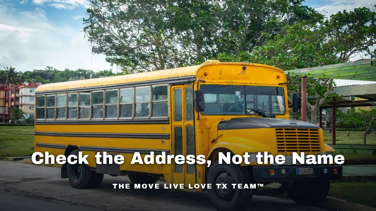 A yellow school bus on a tree-lined suburban street in morning light