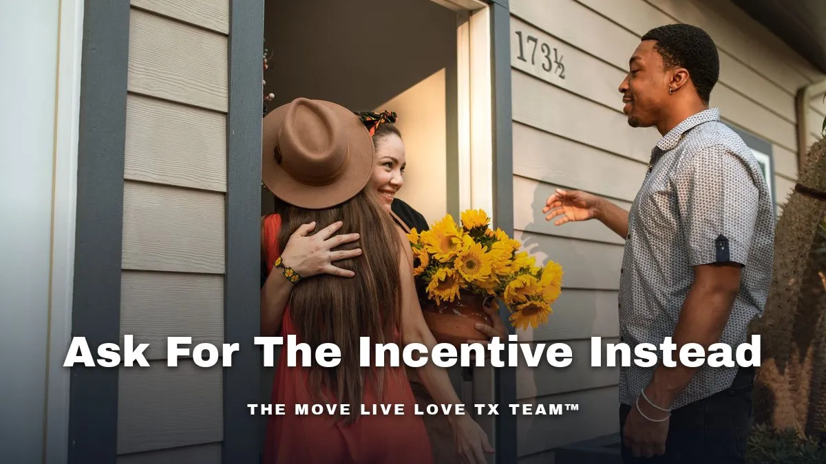 A couple shaking hands with an agent on the front porch of a new construction home in bright daylight, house keys in hand.