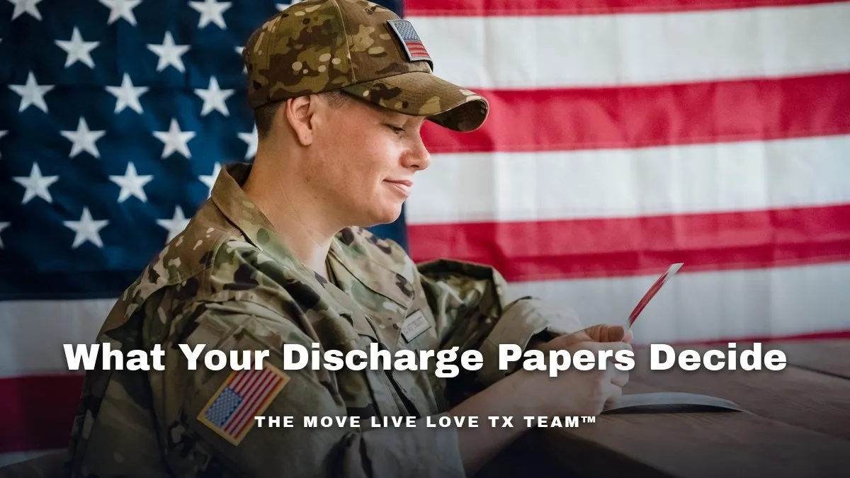 A veteran reviewing paperwork at a sunlit kitchen table with a small American flag nearby